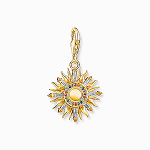 Charm pendant colourful sun gold plated