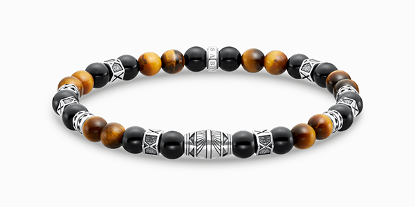 Bracelet with black onyx beads and tiger's eye beads silver