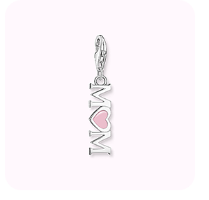 Charm pendant pink heart with Best Mom silver