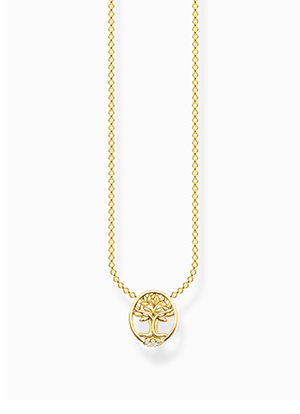 Necklace Tree of love with white stones, gold