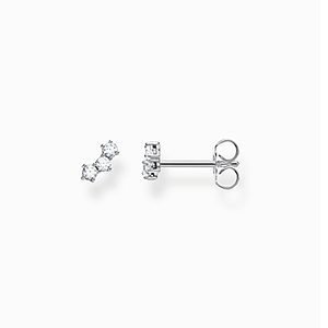 Single ear stud white stones, silver