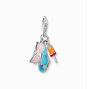 Charm pendant sunglasses, flip flop and ice cream silver