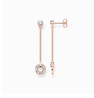 Earrings circle with white stones rose gold plated